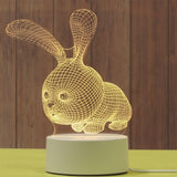 Lampa LED decorativa, Vivimall, 3D, Iepure, cu USB si baterii, 20 cm inaltime, din material acril, lumina multicolora si telecomanda inclusa, alb - vivimall.ro