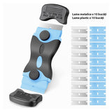 Racleta Multifunctionala pentru Curatare Sticla si Ceramica,- Design Ergonomic, Maner Anti-alunecare, Include 20 de Lame de Schimb, 12,5 x 4,5 cm, Albastru - vivimall.ro