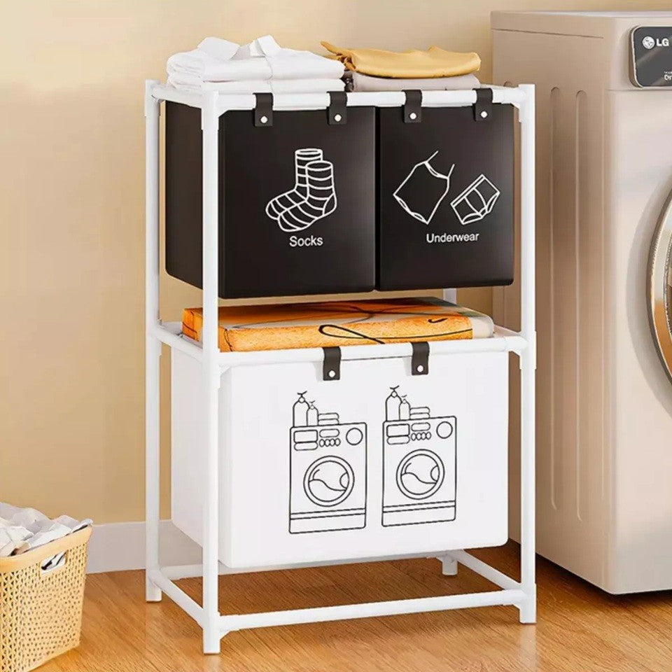 Set 2 Rafturi Depozitare Haine Murdare 3 Cosuri | EcoStor 2
