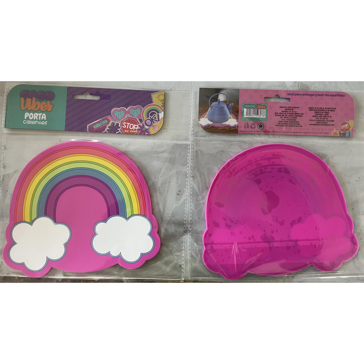 Suport pentru Pahar, Vivimall, Model Curcubeu, din PVC, 18.5 x 18.5 cm, Rezistent la Caldura, Multicolor - vivimall.ro