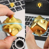 Jucarie Antistres Fidget Spinner, Flippy, Tip Cub, Metalic 2-in-1, Transformabil, Rulment Premium, Inox, Silentios, Gadget pentru  Birou, 2.9  x 2.9 cm, Auriu - vivimall.ro