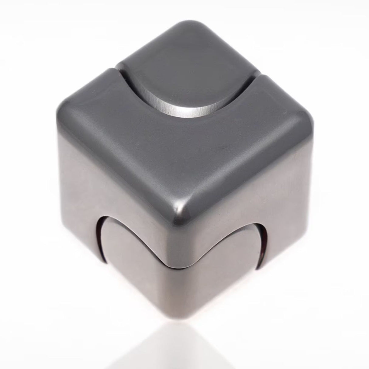 Jucarie Antistres Fidget Spinner, Flippy, Tip Cub, Metalic 2-in-1, Silentios, Transformabil, Rulment Premium, Inox, Gadget pentru  Birou, 2.9  x 2.9 cm, Gri inchis - vivimall.ro