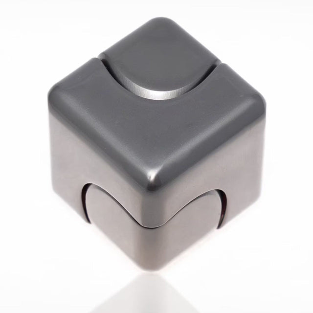 Jucarie Antistres Fidget Spinner, Flippy, Tip Cub, Metalic 2-in-1, Silentios, Transformabil, Rulment Premium, Inox, Gadget pentru  Birou, 2.9  x 2.9 cm, Gri inchis - vivimall.ro