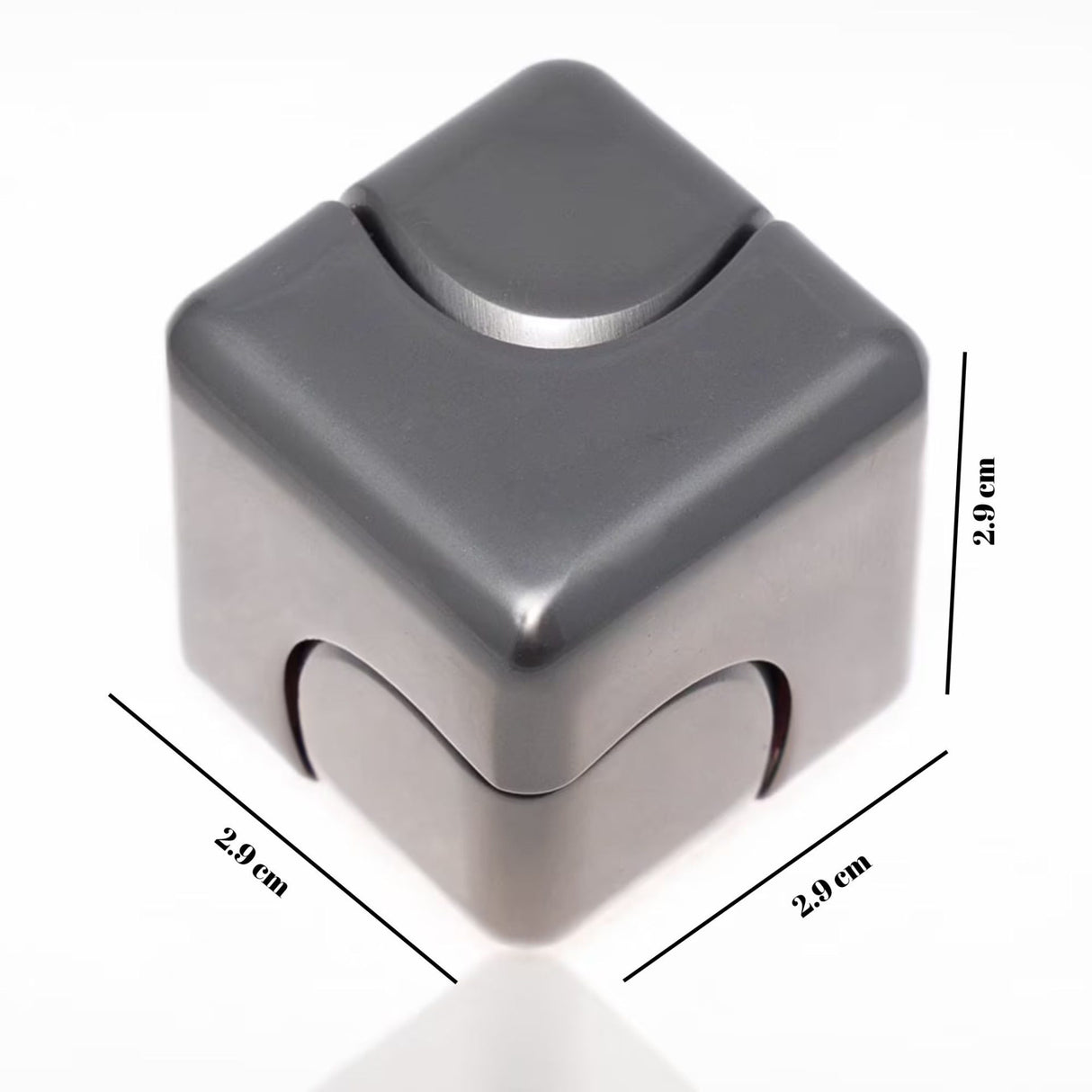 Jucarie Antistres Fidget Spinner, Flippy, Tip Cub, Metalic 2-in-1, Silentios, Transformabil, Rulment Premium, Inox, Gadget pentru  Birou, 2.9  x 2.9 cm, Gri inchis - vivimall.ro
