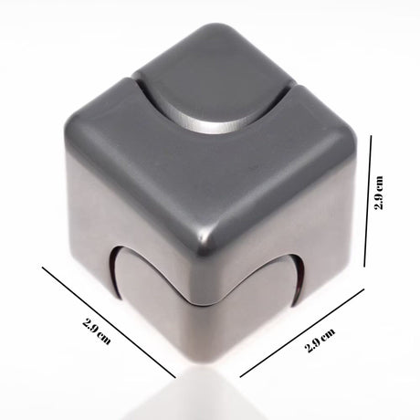 Jucarie Antistres Fidget Spinner, Flippy, Tip Cub, Metalic 2-in-1, Silentios, Transformabil, Rulment Premium, Inox, Gadget pentru  Birou, 2.9  x 2.9 cm, Gri inchis - vivimall.ro