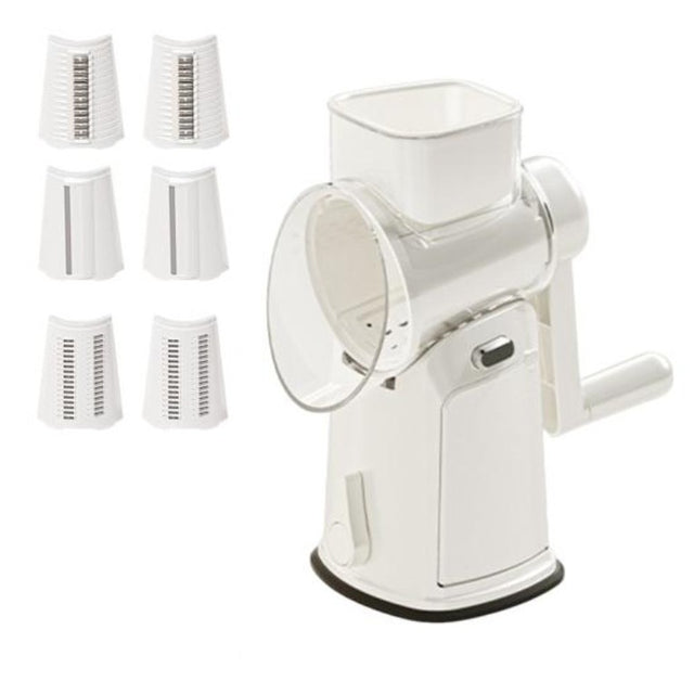 Razatoare Manuala, Vivimall, Rotativa cu Manivela, 6 Lame Interschimbabile, Anti-Stropire, 27 x 13 x 13 cm, Alb - vivimall.ro