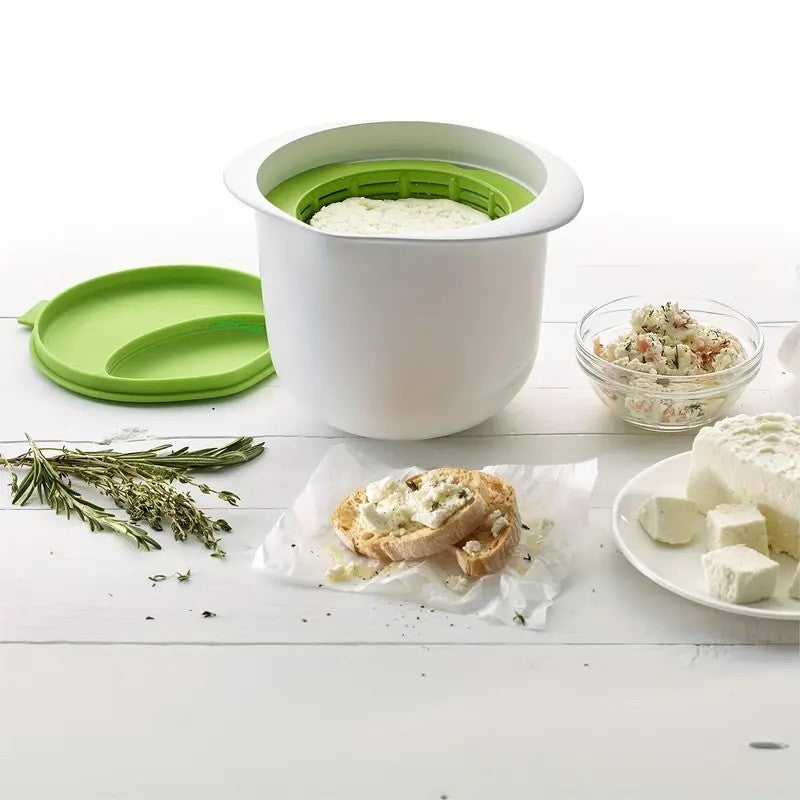 Recipient Pentru Preparat Branza, Capac De Silicon, Cheese Maker Din Plastic, Strecuratoare, 17X14.5X12.8 Cm - vivimall.ro