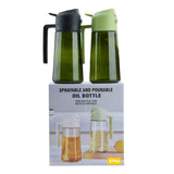 Recipient pentru Ulei 2 in 1, Vivimall, Set 2 Bucati, Functie Spray & Turnare, din Sticla, Fara Scurgere, 18.5 x 8 x 8 cm, 470 ml/buc, Sticla Verde, Verde/Negru - vivimall.ro