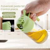 Recipient pentru Ulei 2 in 1, Vivimall, Set 2 Bucati, Functie Spray & Turnare, din Sticla, Fara Scurgere, 18.5 x 8 x 8 cm, 470 ml/buc, Sticla Teansparenta, Verde/Negru - vivimall.ro