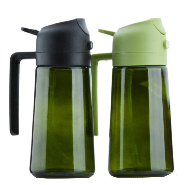 Recipient pentru Ulei 2 in 1, Vivimall, Set 2 Bucati, Functie Spray & Turnare, din Sticla, Fara Scurgere, 18.5 x 8 x 8 cm, 470 ml/buc, Sticla Verde, Verde/Negru - vivimall.ro