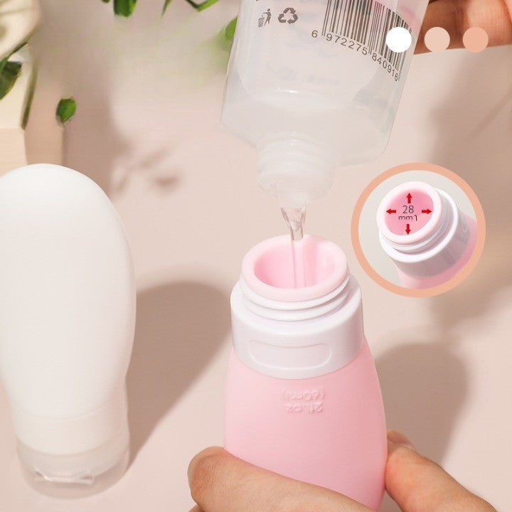 Recipient Portabil Din Silicon Elegant De Voiaj, Sticla De Calatorie, Potrivita Pentru Lotiune, Sampon Si Alte Lichide, Anti-Scurgere, Cu Posibilitate De Reumplere, Capacitate 90Ml, 14Cm, Roz - vivimall.ro