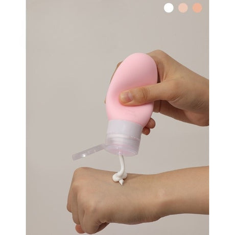 Recipient Portabil Din Silicon Elegant De Voiaj, Sticla De Calatorie, Potrivita Pentru Lotiune, Sampon Si Alte Lichide, Anti-Scurgere, Cu Posibilitate De Reumplere, Capacitate 90Ml, 14Cm, Roz - vivimall.ro