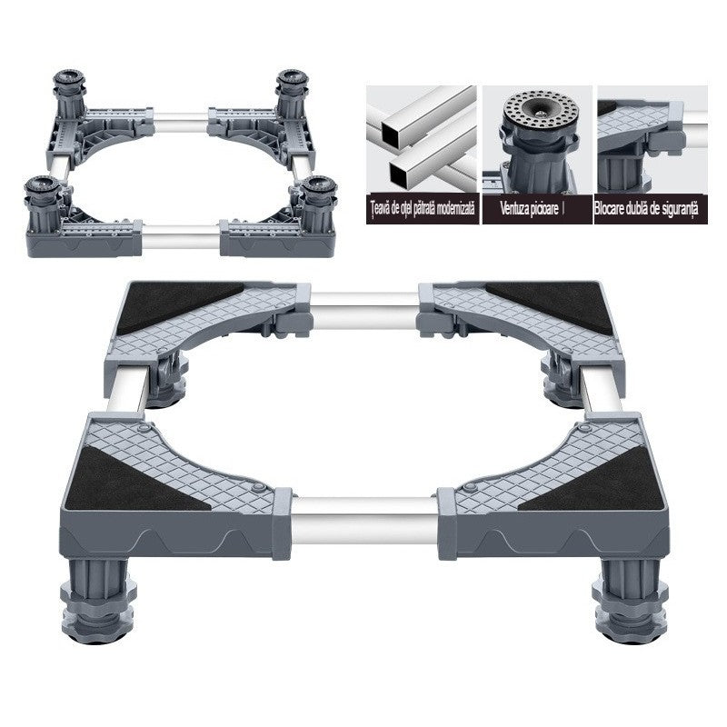 Suport Universal Reglabil, Flippy, pentru Frigider, Masina de Spalat, Uscator, Ajustabil, 4 Picioare, Antiderapant, Gri - vivimall.ro