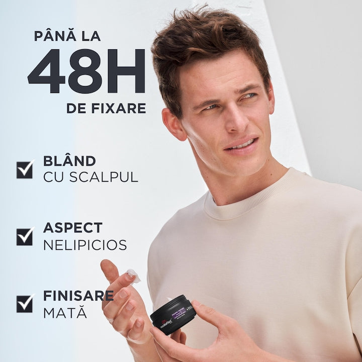 Wellaflex Men Dynamic Texture — pastă mată pentru păr, fixare ultra-puternică (5/6), 75 ml - vivimall.ro