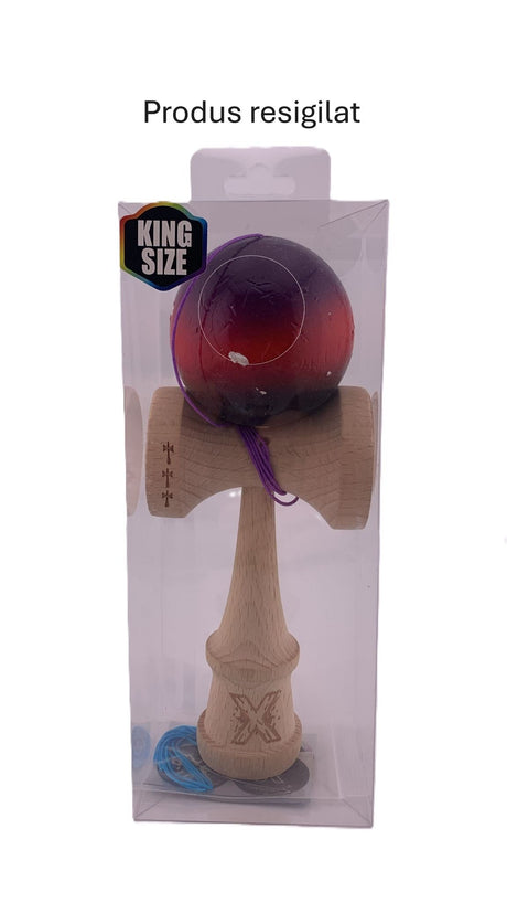 RESIGILAT - Kendama X Originala, Profesionala, Flippy, Big Cups V2, Super Sticky Cupe Mari, Rulment Metalic cu Ata 55 cm, Mov/Rosu/Negru - vivimall.ro