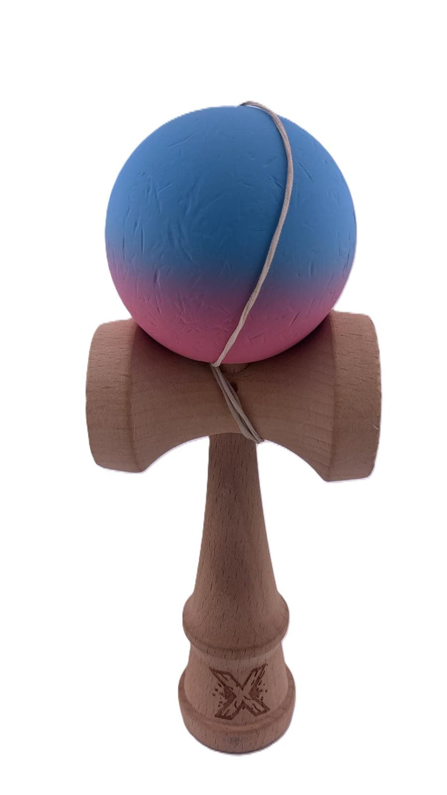 RESIGILAT - Kendama X Originala, Profesionala, Flippy, din Lemn, Rubber Grip, 18 cm, Albastru/Roz - vivimall.ro