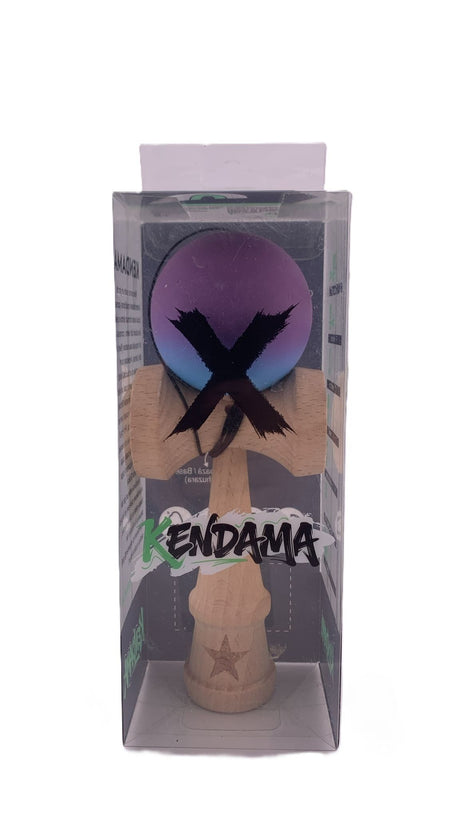 RESIGILAT - Kendama X Originala, Profesionala, Flippy, din Lemn, Rubber Grip, 18 cm, Roz/Mov/Albastru - vivimall.ro