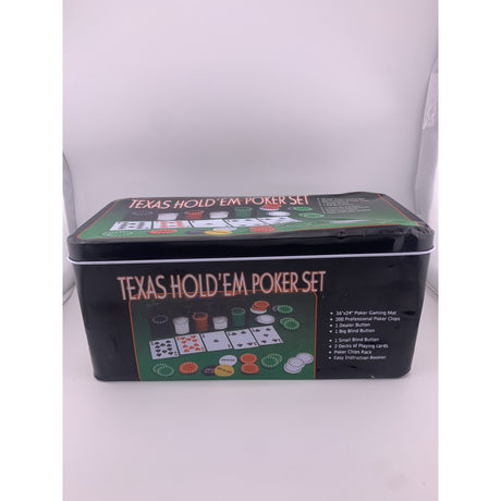 Set poker Flippy cu 200 jetoane și 2 seturi de cărți Texas Hold'em, vedere de ansamblu cu cutie portabilă