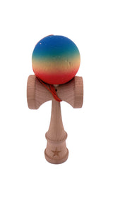 RESIGILAT2 - Kendama X Originala, Profesionala, Flippy, din Lemn, Rubber Grip, 18 cm,Rosu/Galben/Albastru - vivimall.ro