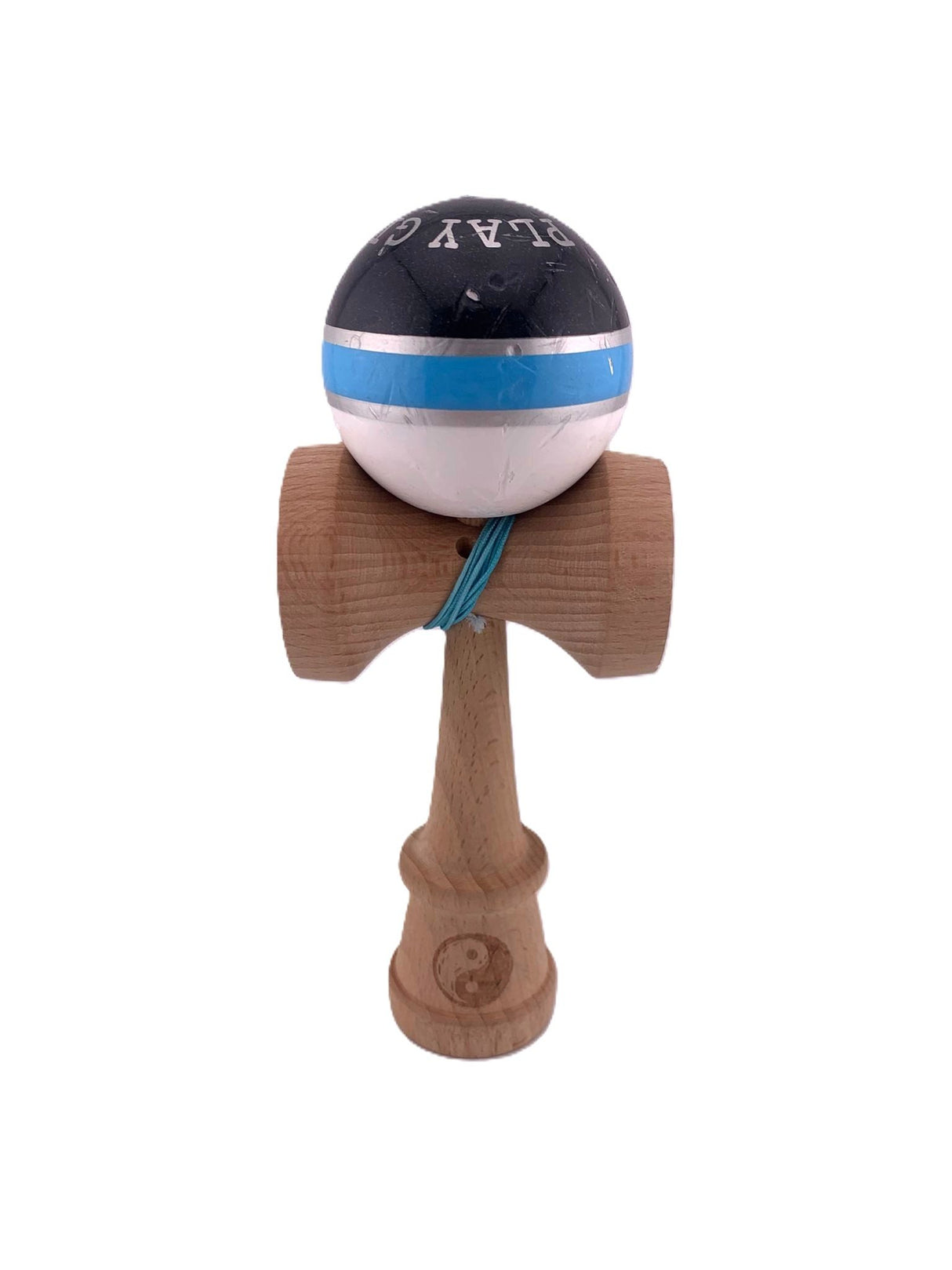 RESIGILAT2 - Kendama X Originala ROYAL SPIKE, Profesionala, Flippy, Cupe Mari KING SIZE V3, Super Sticky, Gaura in Baza, Rulment Metalic, din lemn 18 cm, Ata 62/65 cm, Inel Albastru Deschis