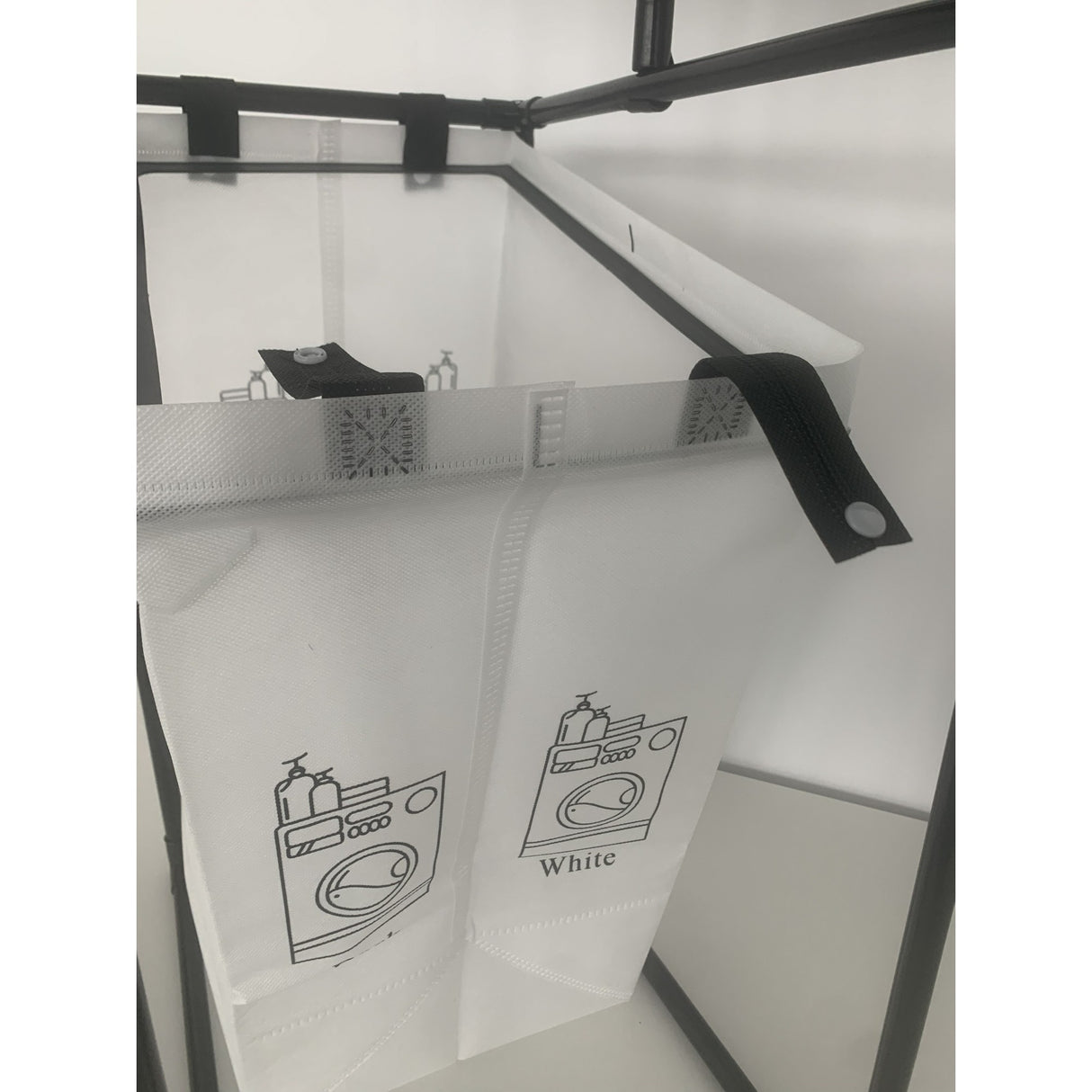 RESIGILIAT - Cos de Rufe, Flippy, cu 2 Etaje, 2 Cosuri, Cadru de Otel Inoxidabil, 97x44x31 cm, Negru - vivimall.ro