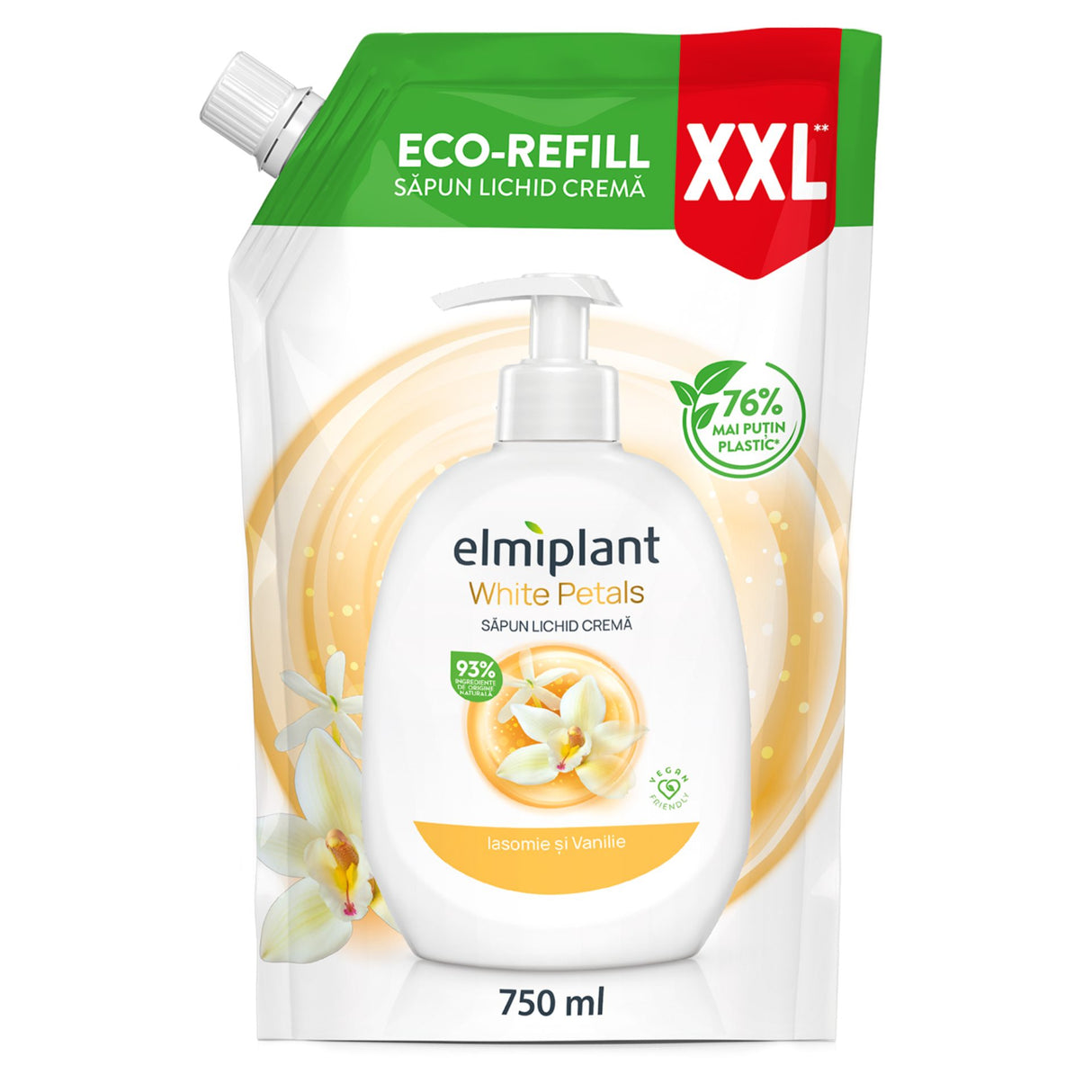 Rezerva Sapun Lichid Crema, Elmiplant, Iasomie si Vanilie, 750 ml - vivimall.ro