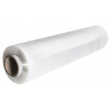 Detaliu folie stretch transparentă din polietilenă 0,92 g/cm³, grosime 0,023 mm, aspect lucios