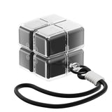 Cutie pentru Medicamente, Flippy, Model Rubik' Cube, cu Curea de Agatare, Dozator Portabil de Medicamente, Dispenser Pastile, estimat pentru 7 zile, 7.3 x 6 x 6 cm, Negru