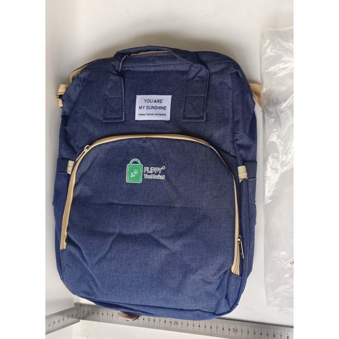 Rucsac Multifunctional pentru Mamici, Vivimall, cu Patut Pliabil si Baza de Schimbat, Rezistent la Apa, Capacitate Mare, Usor, Compartimente Multiple, Buzunar Termic pentru Lapte, 42 x 32 x 22 cm, Albastru Inchis - vivimall.ro