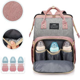 Rucsac Multifunctional pentru Mamici, Vivimall, din Panza Oxford, Compartimentare Multipla, Impermeabil, 43 x 18 x 26 cm, Roz/Gri - vivimall.ro