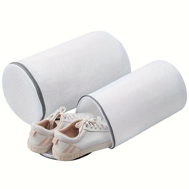 Sac Cilindric pentru Spalare Incaltaminte, Vivimall, Dimensiuni Mari, pentru Masina de Spalat, 35x21x5 cm, Alb - vivimall.ro