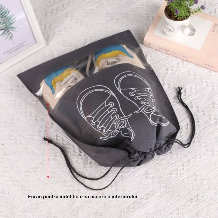 Sac depozitare incaltaminte, pentru voiaj sau depozitare, rezistent la praf, compatibil cu masina de spalat, 27 x 36 cm, gri deschis - vivimall.ro
