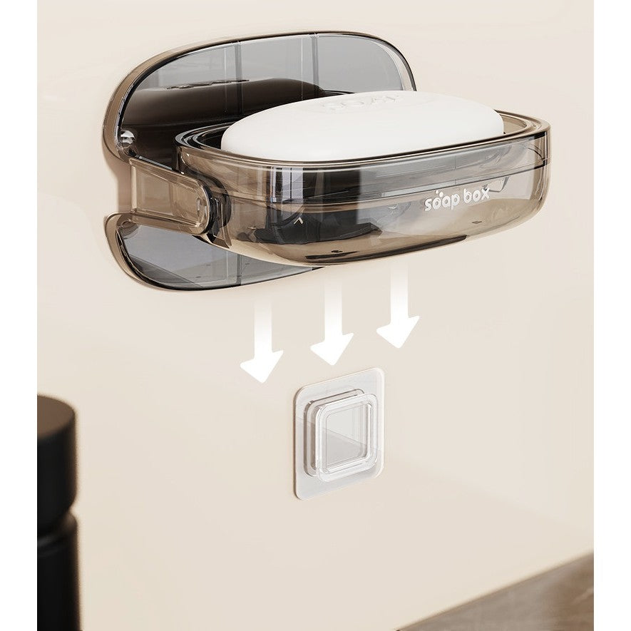 Savoniera Cu Suport 2 In 1, Pentru Perete Sau Blat, Pet, Scurgere Optima, Gritransparent - vivimall.ro
