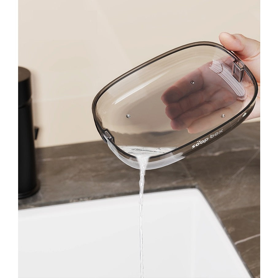 Savoniera Cu Suport 2 In 1, Pentru Perete Sau Blat, Pet, Scurgere Optima, Gritransparent - vivimall.ro