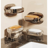 Savoniera cu Suport 2 in 1, Vivimall, Pentru Perete sau Blat, PET, Scurgere Optima, GriTransparent - vivimall.ro