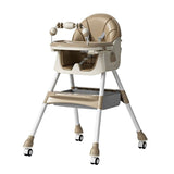 Scaun de Masa pe Roti pentru Copii, Flippy, 2 Tavite si Husa Detasabile, Multifuncțional, Stabil, Centura de Siguranta, Spatar Reglabil Moale, Balansoar, Cos de Depozitare, de la 6 Luni, Crem - vivimall.ro