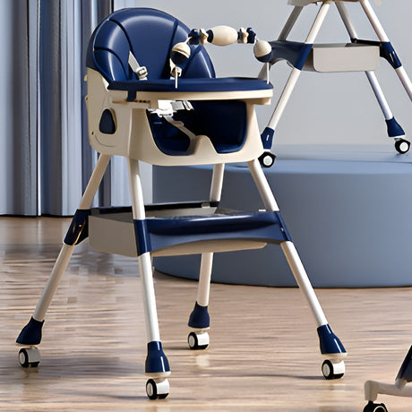 Scaun de Masa pentru Bebelusi si Copii, Vivimall, 2 Tavite cu Jucarii si Husa Detasabile, Multifuncțional, Stabil, Centura de Siguranta, Spatar Reglabil Moale, Balansoar, Cos de Depozitare, de la 6 Luni, 97x73x65cm, Albastru - vivimall.ro
