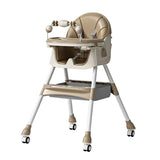 Scaun de Masa pentru Bebelusi si Copii, Flippy, 2 Tavite cu Jucarii si Husa Detasabile, Multifuncțional, Stabil, Centura de Siguranta, Spatar Reglabil Moale, Balansoar, Cos de Depozitare, de la 6 Luni, 97x73x65cm, Crem - vivimall.ro
