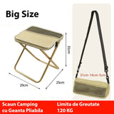 Scaun Taburet Pliabil pentru Camping, Vivimall, pentru Adulti, Scaun Portabil, Pescuit, din Panza Oxford si Cadru Metalic, Mare 31 x 29 x 25 cm, Bej - vivimall.ro