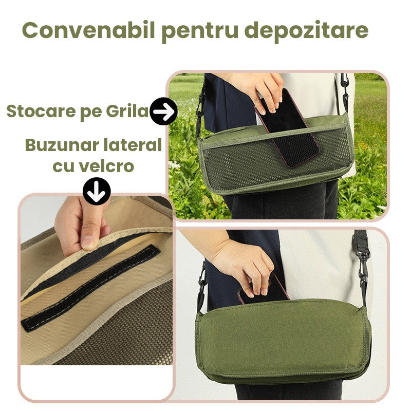 Scaun Taburet Pliabil pentru Camping, Vivimall, pentru Adulti, Scaun Portabil, Pescuit, din Panza Oxford si Cadru Metalic, Mare 31 x 29 x 25 cm, Verde - vivimall.ro