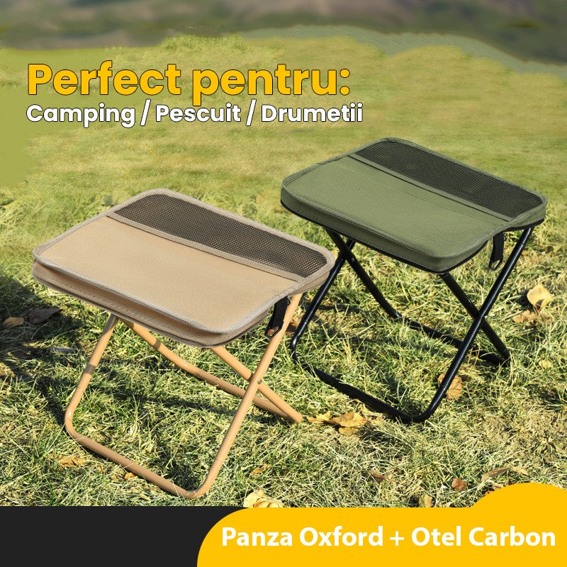 Scaun Taburet Pliabil pentru Camping, Vivimall, pentru Adulti, Scaun Portabil, Pescuit, din Panza Oxford si Cadru Metalic, Mare 31 x 29 x 25 cm, Verde - vivimall.ro