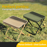 Scaun pliabil camping verde, cadru metalic tip X pentru stabilitate sporită, vedere laterală