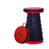 Scaun Telescopic Pliabil pentru Camping si Pescuit, Vivimall, Portabil, Universal, Sustine 150 kg, ABS, Diametru 25 cm, Extensibil, Inaltime 45 cm, Rosu-Negru - vivimall.ro
