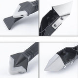 Set Racleta Pentru Indepartare Adeziv, Racleta Pentru Silicon Si Lipici, 5 Capete Din Silicon, Dimensiune Inchisa 18.8 X 4 X 2.8 Cm, Metal, Negru - vivimall.ro
