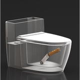 Scrumiera creativa Vivimall, Forma de Toaleta, Capac Alb , Material ABS si Otel Inoxidabil, 12.5 x 10 x 8 cm, Fixare prin Lipire sau De Sine Statator, pentru Baie, Camera, Bucatarie, Balcon, Alb, model 2 - vivimall.ro