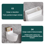 Scrumiera Creativa Forma De Toaleta, Capac Alb, Material Abs Si Otel Inoxidabil, 12.5 X 10 X 8 Cm, Fixare Prin Lipire Sau De Sine Statator, Pentru Baie, Camera, Bucatarie, Balcon, Alb, Model 2 - vivimall.ro