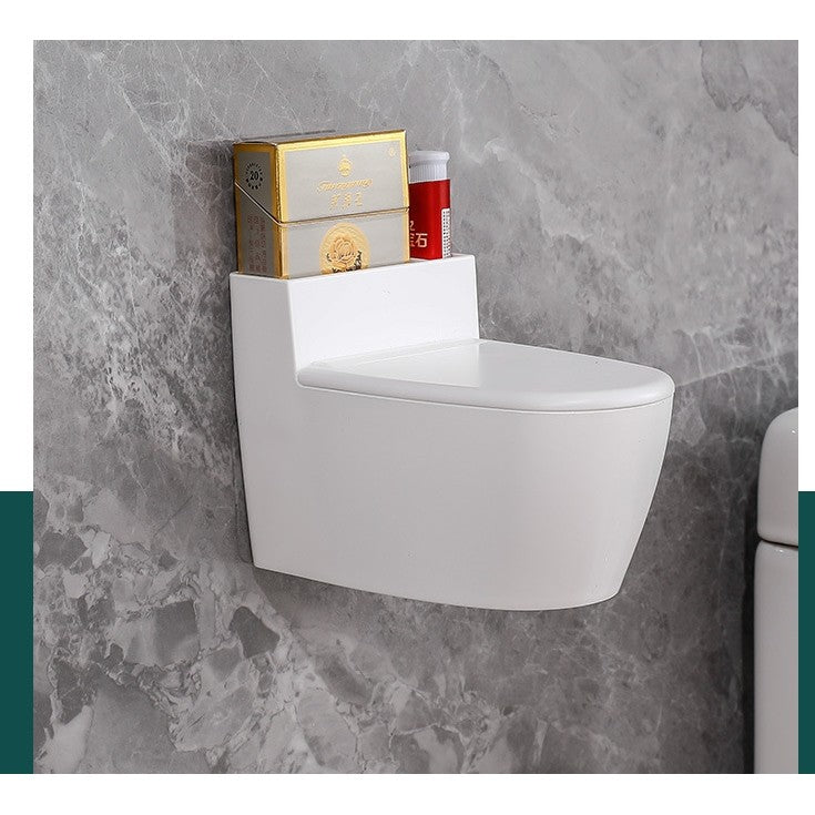 Scrumiera Creativa Forma De Toaleta, Capac Alb, Material Abs Si Otel Inoxidabil, 12.5 X 9.8 X 8.4 Cm, Fixare Prin Lipire Sau De Sine Statator, Pentru Baie, Camera, Bucatarie, Balcon, Alb - vivimall.ro