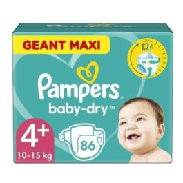 Pampers Baby‑Dry mărimea 4+ (Maxi), 10–15 kg — 86 buc. - vivimall.ro