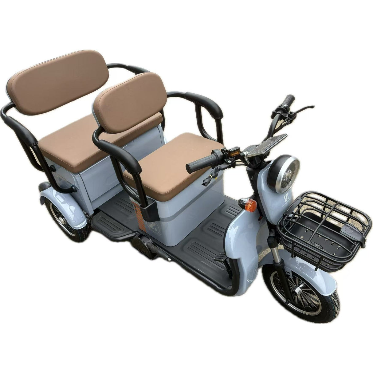 Triciclu Electric V6, Saige, Fara Permis, cu Doua Locuri, Motor 1800W, Baterie 72V24Ah, Autonomie 60km, 220x88x105 cm, Viteza Maxima 25km/h, Gri OldStyle - vivimall.ro