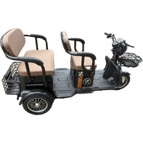 Triciclu Electric V6, Saige, Fara Permis, cu Doua Locuri, Motor 1800W, Baterie 72V24Ah, Autonomie 60km, 220x88x105 cm, Viteza Maxima 25km/h, Negru OldStyle - vivimall.ro